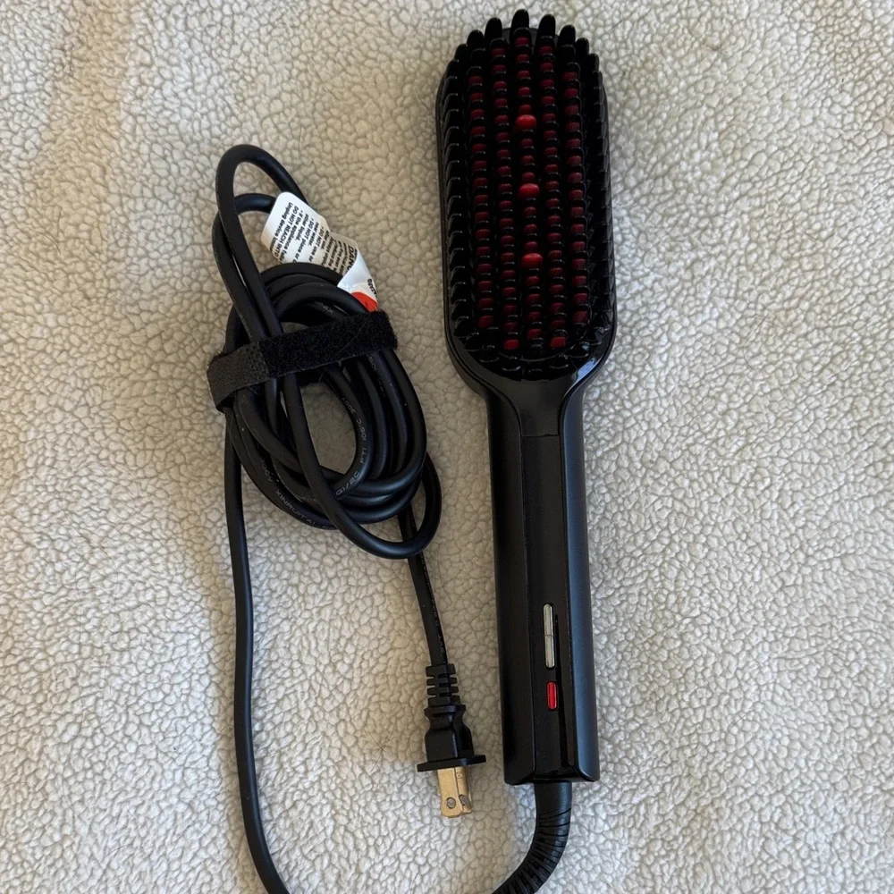 Sleek Black Hair Styling Brush with Red Accents - Picture 2 of 2